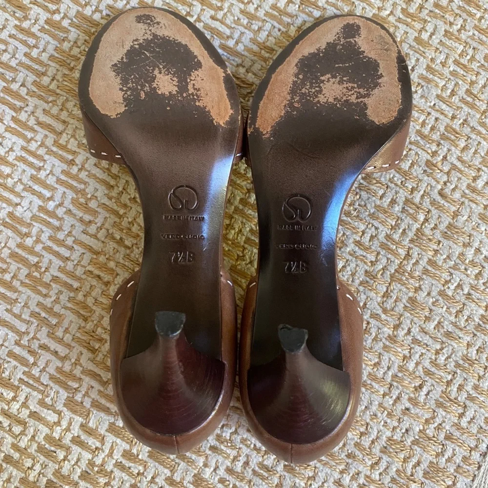 Vintage St. John Brown Open Toe Heels with Contrast Stitching 7.5 - Picture 6 of 7